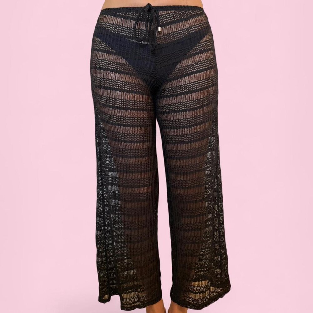 black jordan taylor mesh crochet beach pants